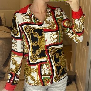 Patterned button up top